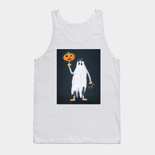 Ghost men with pumpkin head and candies Tank Top